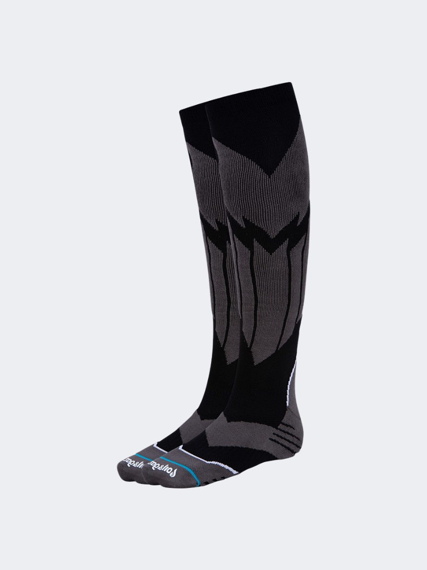 Oil And Gaz Warm Unisex Skiing Over The Calf Socks Black/Dark Grey