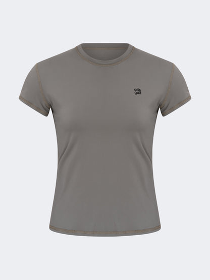 Oil And Gaz Comfortable Women Lifestyle Crew Neck T-Shirt Khaki