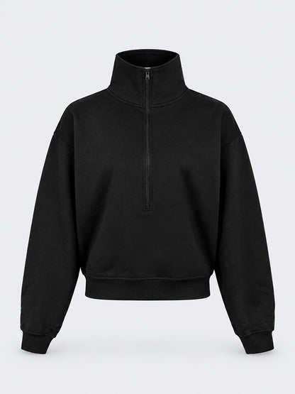 Oil &amp; Gaz Cozy Women Lifestyle  1/2 Zip Pullover Black