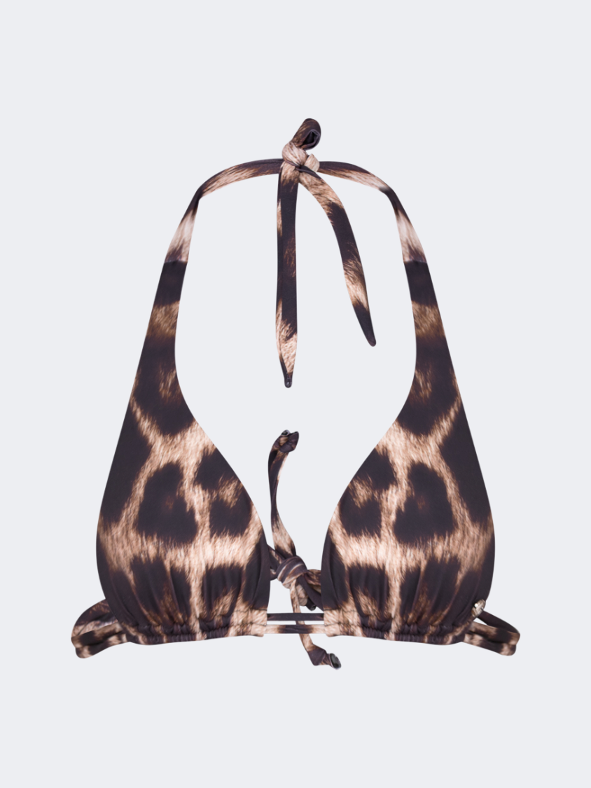Oil And Gaz Comfortable Leopard Women Beach Bra Black