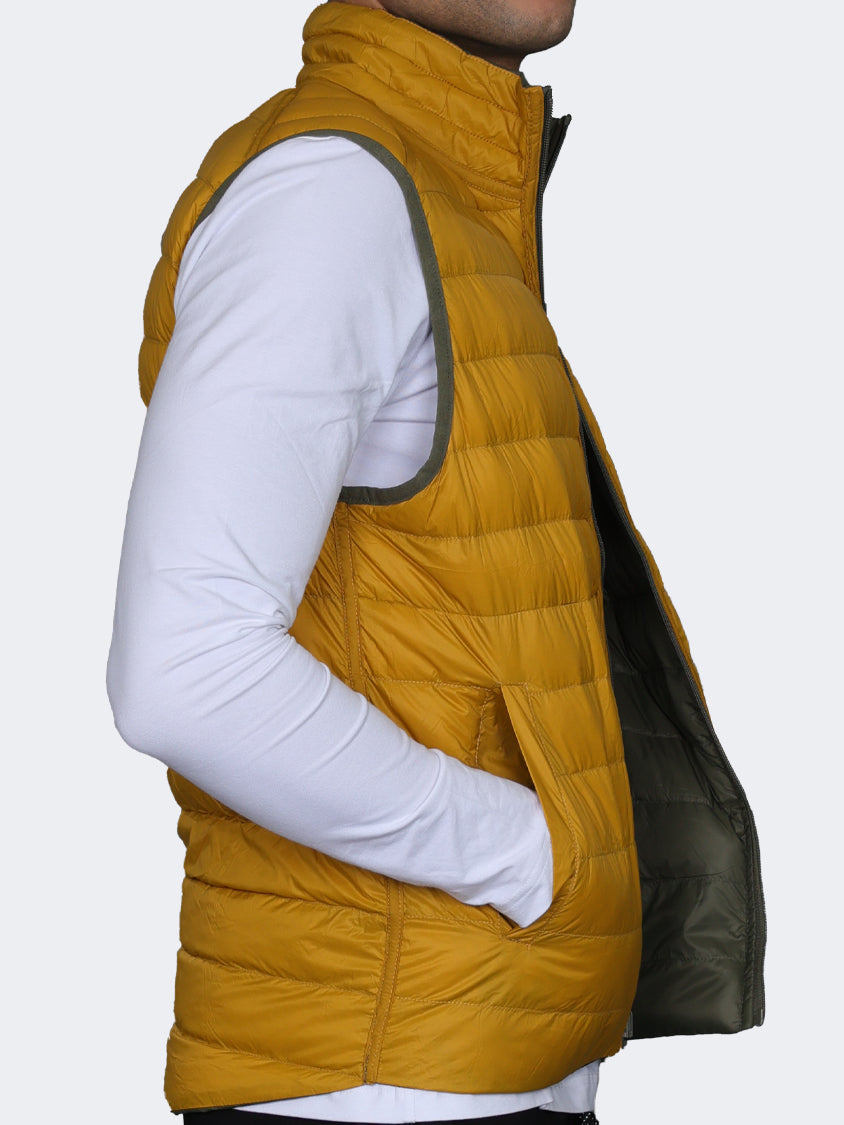 Oil And Gaz Reversible Down Men Lifestyle Vest Olive/Mustard