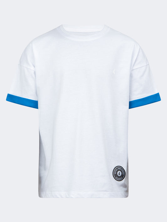 Oil & Gaz Round Neck Kids-Boys Lifestyle T-Shirt White/Blue
