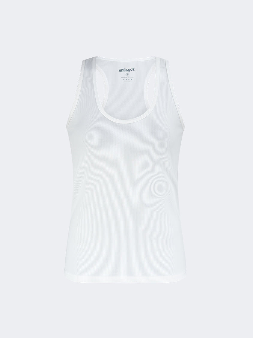 Oil And Gaz Ribbed Women Training Tank White