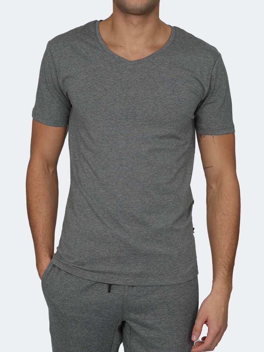 Oil And Gaz V-Neck Men Lifestyle T-Shirt Grey