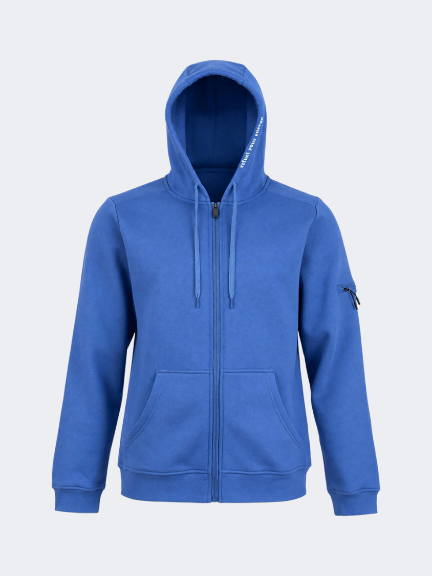 Oil And Gaz Brushed Unisex Lifestyle Printed Full Zip Hooded Blue