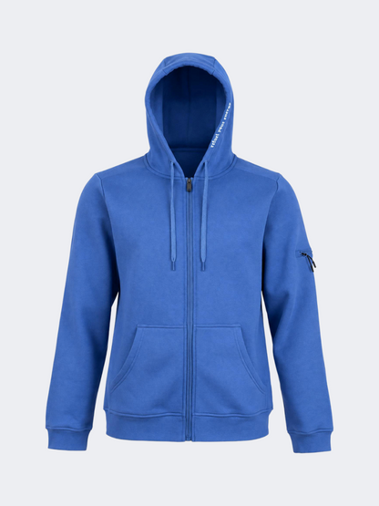 Oil And Gaz Brushed Unisex Lifestyle Printed Full Zip Hooded Blue