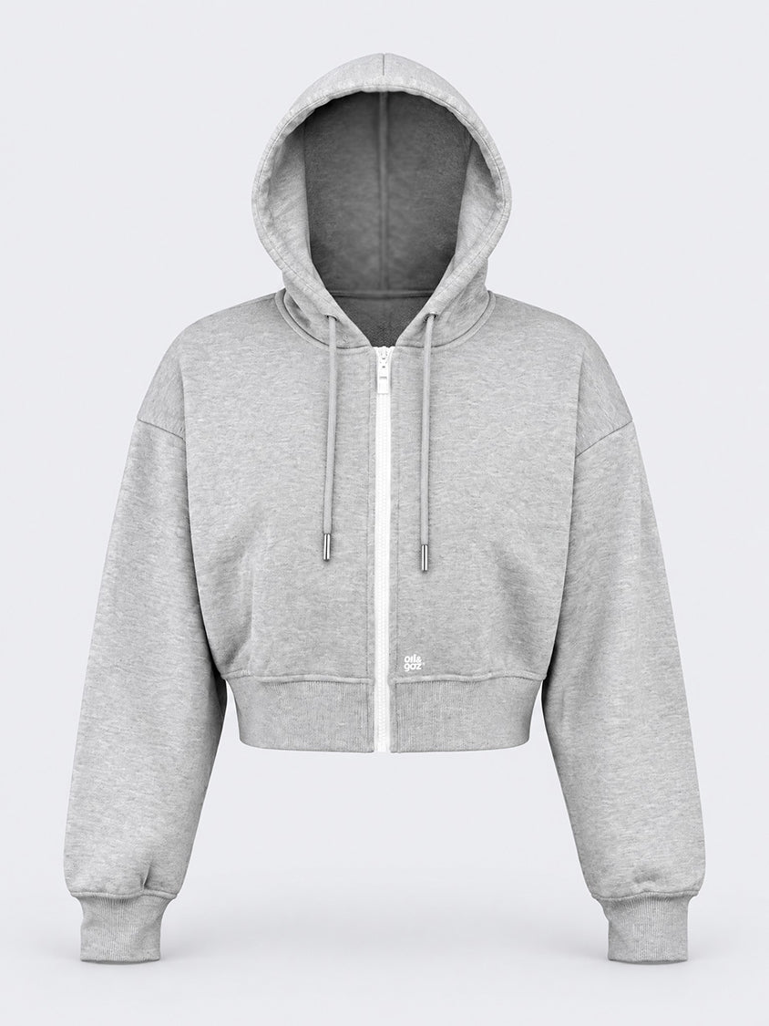 Oil &amp; Gaz Casual Women Lifestyle Full Zip Pullover Hoodie Grey