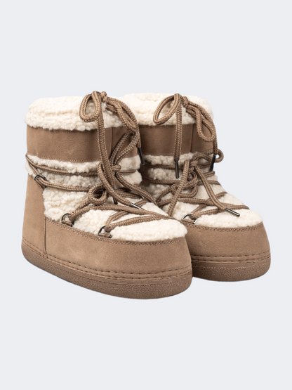 Oil &amp; Gaz After Ski Women Skiing Boots Wth Fur Camel/White
