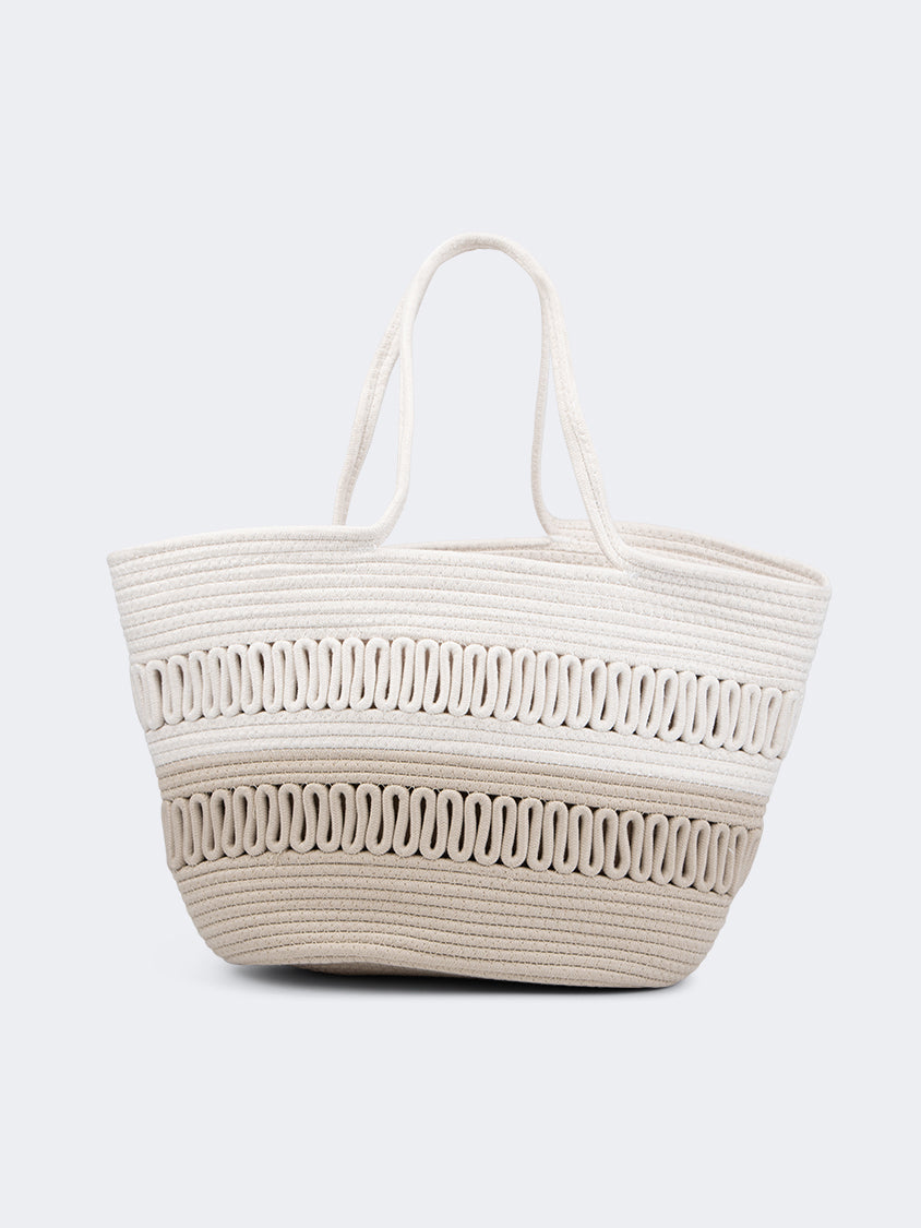 Oil And Gaz Stylish Women Beach Bag Grey/White