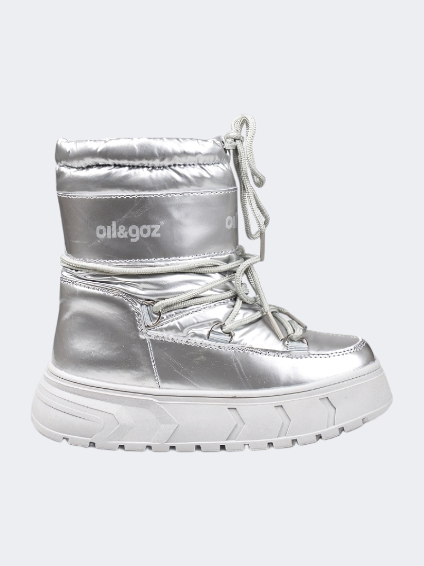 Oil &amp; Gaz After Ski Kids Skiing Boots Silver