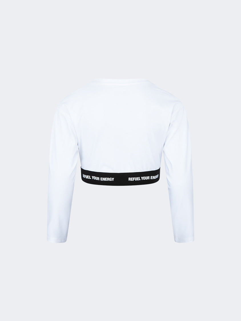 Oil And Gaz Plain Kids-Girls Lifestyle Long Sleeve White