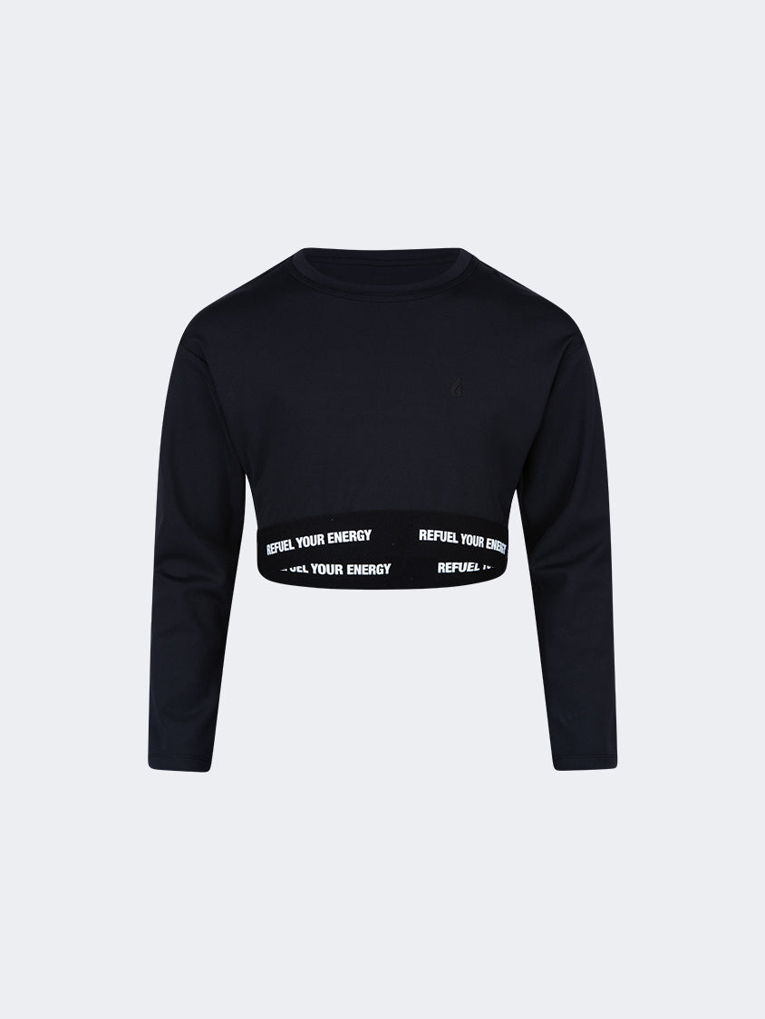 Oil And Gaz Plain Kids-Girls Lifestyle Long Sleeve Black