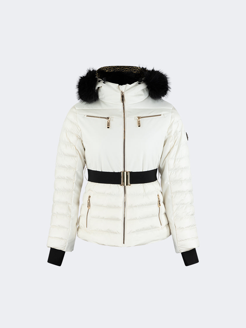 Oil And Gaz Comfortable Women Skiing Jacket White/Gold