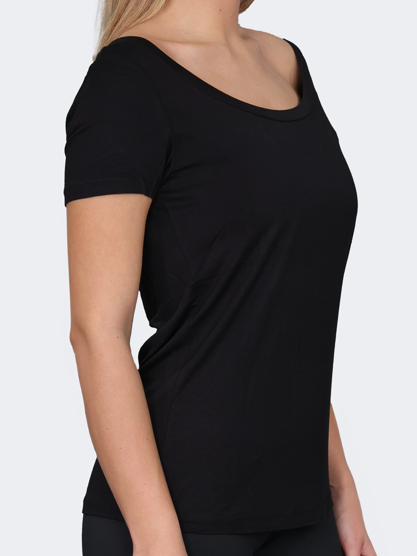 Oil And Gaz Wide  Round Neck Women Lifestyle T-Shirt Black