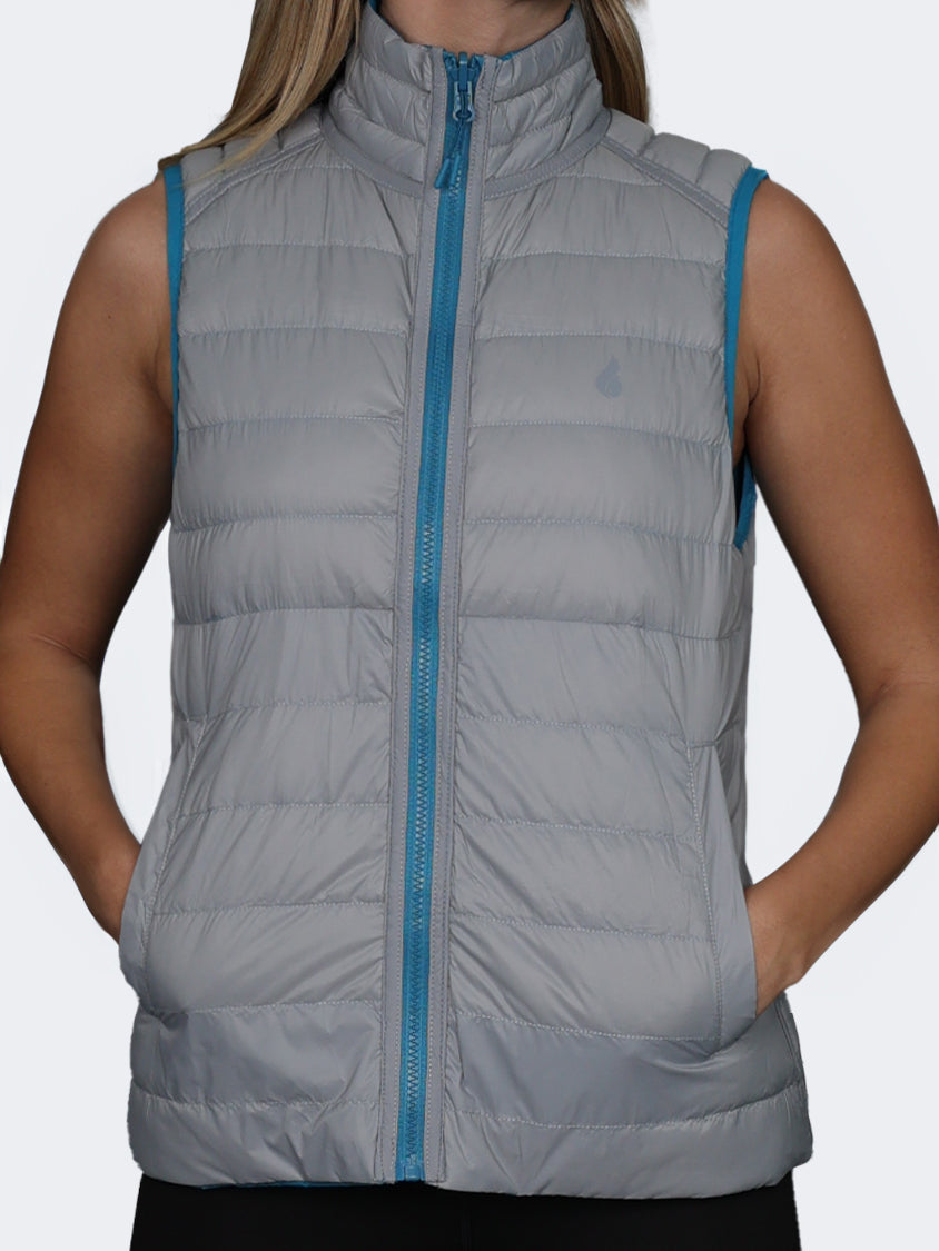 Oil And Gaz Reversible Down Women Lifestyle Vest Teal/Light Grey