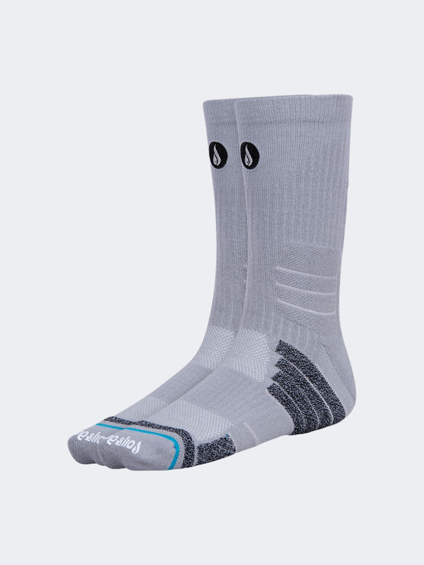 Oil And Gaz Comfortable Unisex Hiking Crew Socks Light Grey/Black