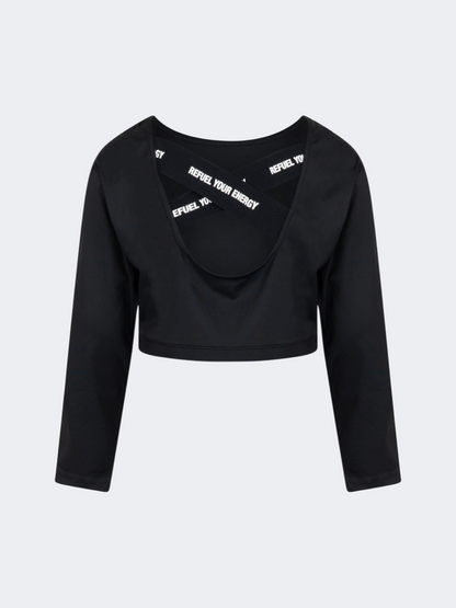 Oil&amp;Gaz Criss-Cross Kids-Girls Lifestyle Crop Top Black