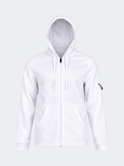 Oil And Gaz Brushed Unisex Lifestyle Printed Full Zip Hooded White