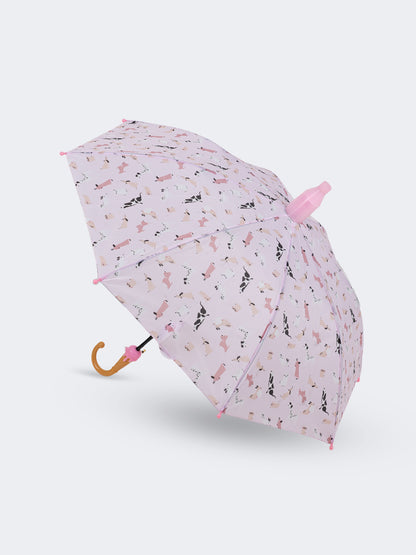 Oil&amp;Gaz Printed Women Lifestyle Stick Umbrella Pink