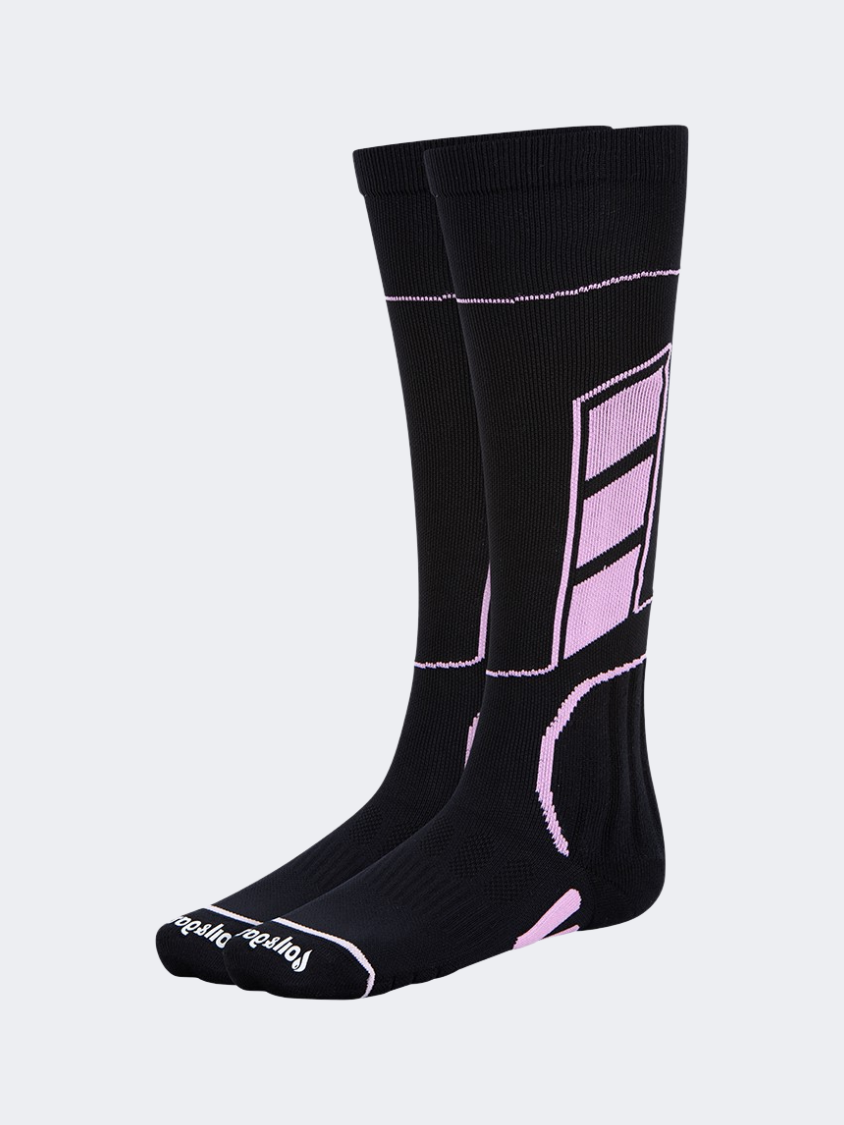 Oil And Gaz Warm Women Skiing Over The Calf Socks Black/Pink