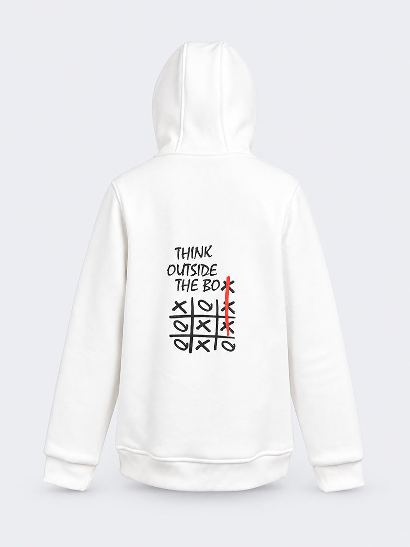 Oil &amp; Gaz Brushed Kids Lifestyle Hoodie Wth Pocket White