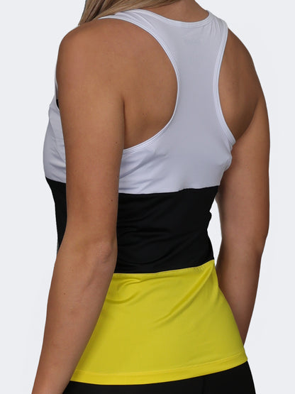 Oil And Gaz Plain Regular Fit Women Fitness Tank Black/Yellow/White