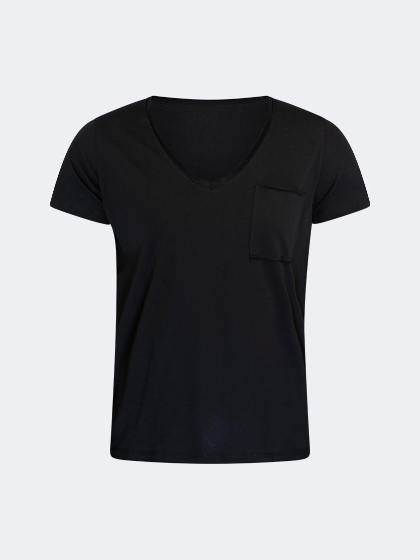 Oil And Gaz Classic Women Lifestyle V-Neck T-Shirt Black