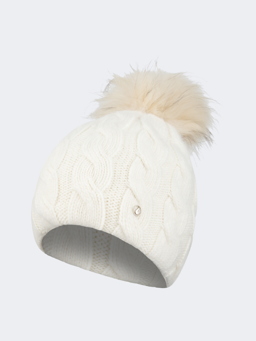 Oil And Gaz Warm Women Lifestyle Pom Beanie White