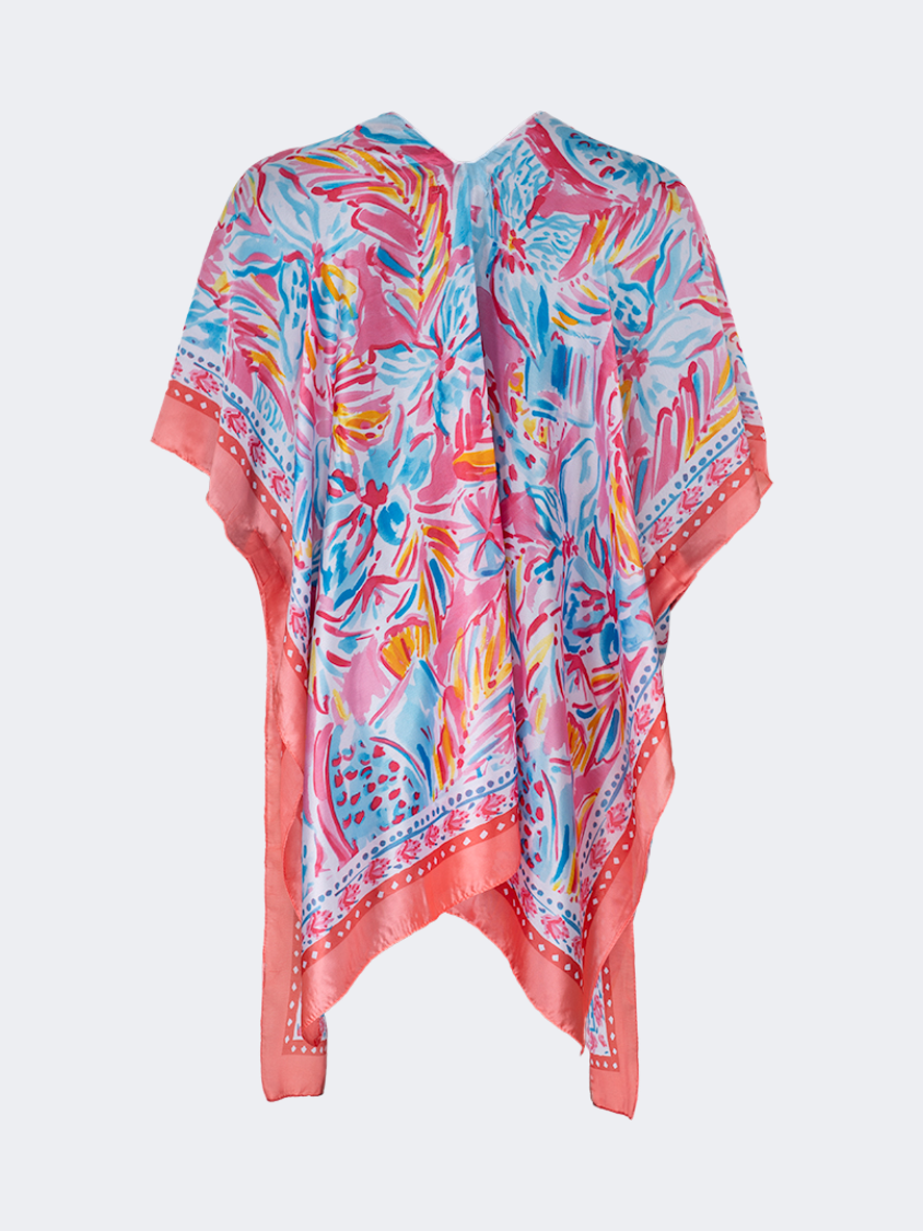 Oil And Gaz Elegant Women Beach Poncho Pink/Light Blue