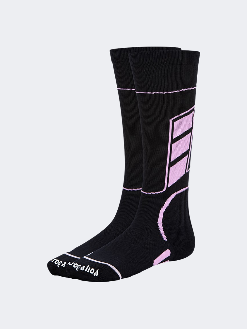 Oil And Gaz Warm Kids-Girls Skiing Over The Calf Socks Black/Pink