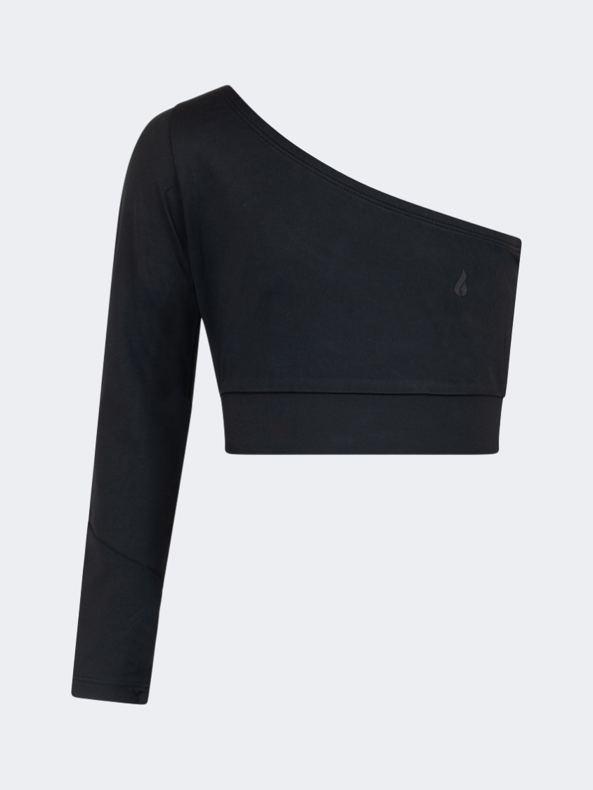 Oil&Gaz Off-Shoulder Kids-Girls Lifestyle Crop Top Black