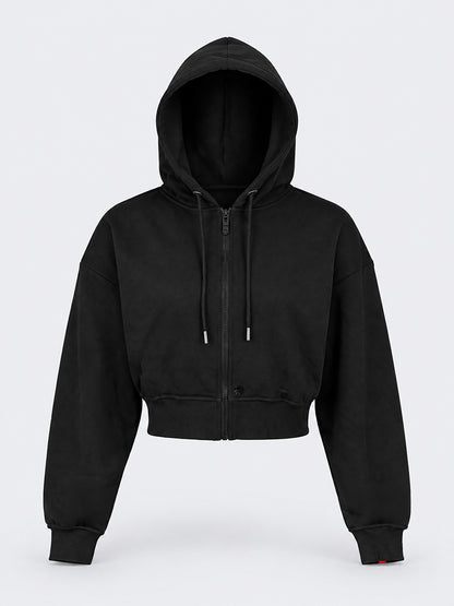 Oil &amp; Gaz Casual Women Lifestyle Full Zip Pullover Hoodie Black