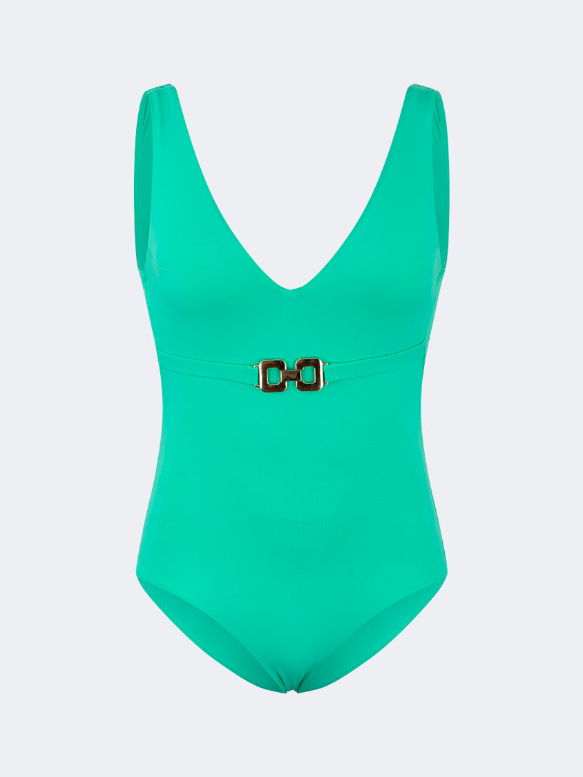 Oil And Gaz Modern Women Beach Monokini Green/Gold