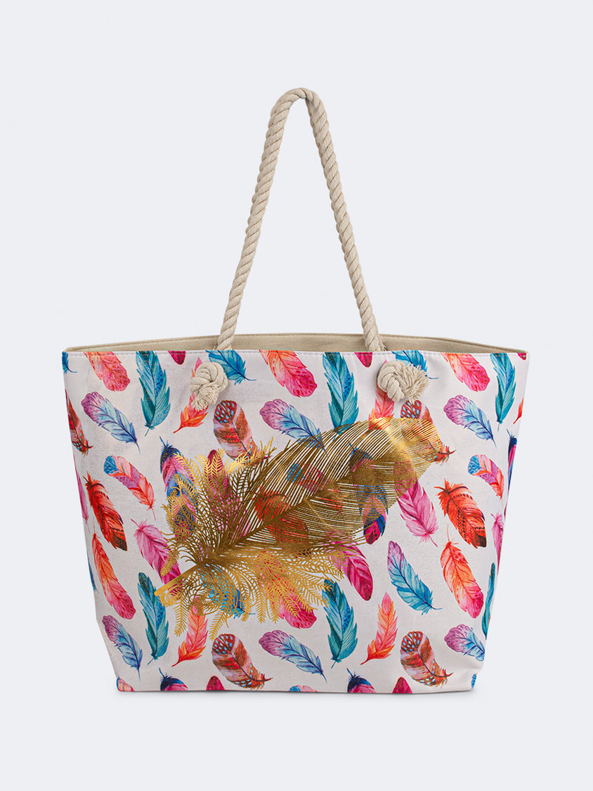 Oil And Gaz Chic Women Beach Bag Blue/Gold