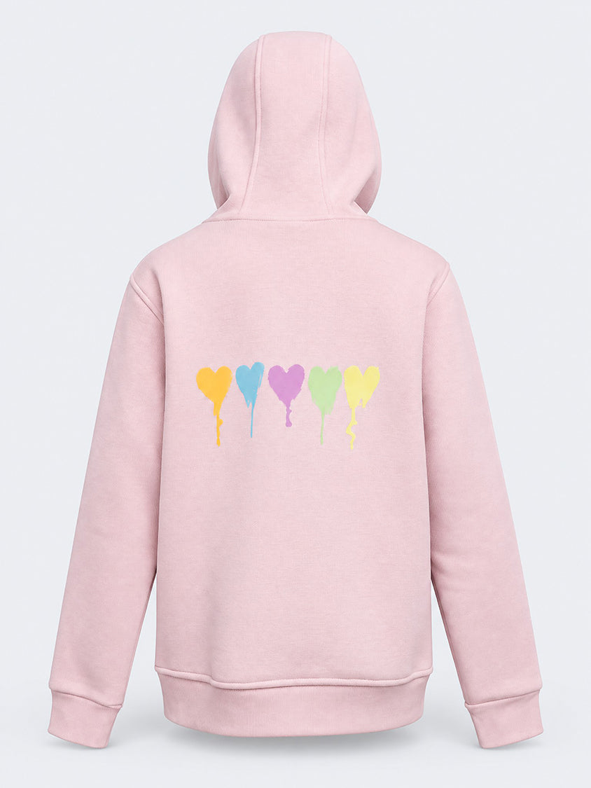 Oil &amp; Gaz Brushed Kids-Girls Lifestyle Hoodie Wth Pocket Pink