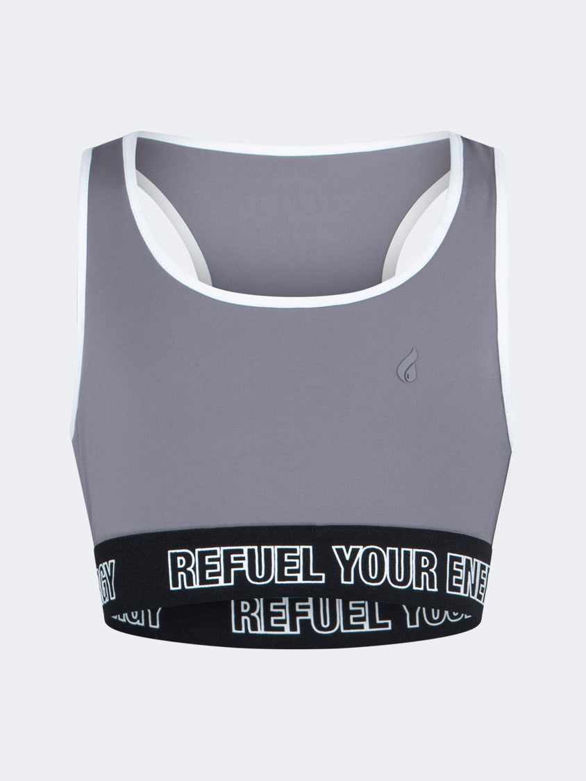 Oil And Gaz Breathable Kids-Girls Lifestyle Sports Bra Grey