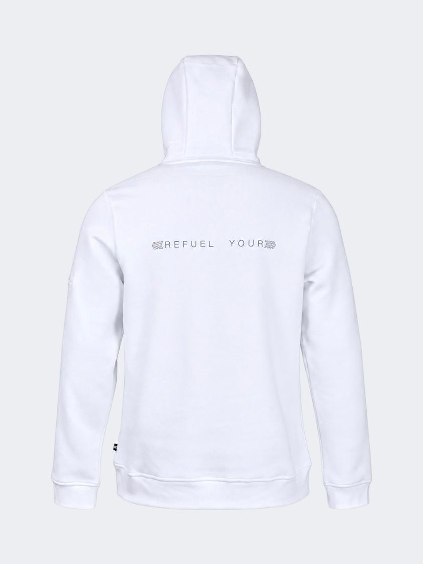 Oil And Gaz Brushed Unisex Lifestyle Printed Hoodie White