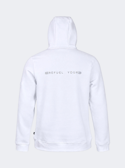 Oil And Gaz Brushed Unisex Lifestyle Printed Hoodie White