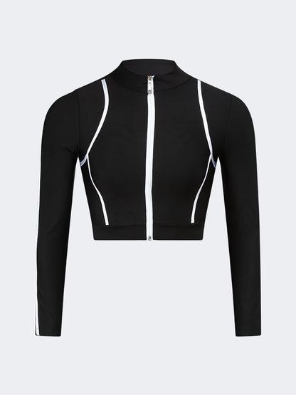 Oil &amp; Gaz Short Cut Women Lifestyle Jacket Black/White