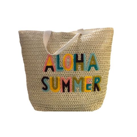 Topten Aloha Summer Straw Women Beach Bag Natural Hf19089