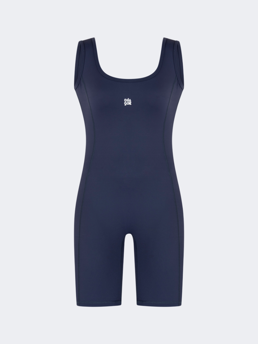 Oil And Gaz Sleeveless Short Women Lifestyle Jumpsuit Navy