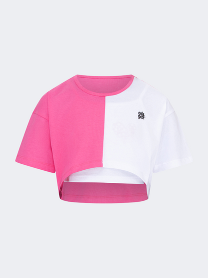 Oil&amp;Gaz Stylish Kids-Girls Lifestyle Layered Crop Top Fuchsia/White