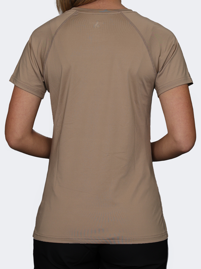 Oil And Gaz Round Neck Women Fitness T-Shirt Beige