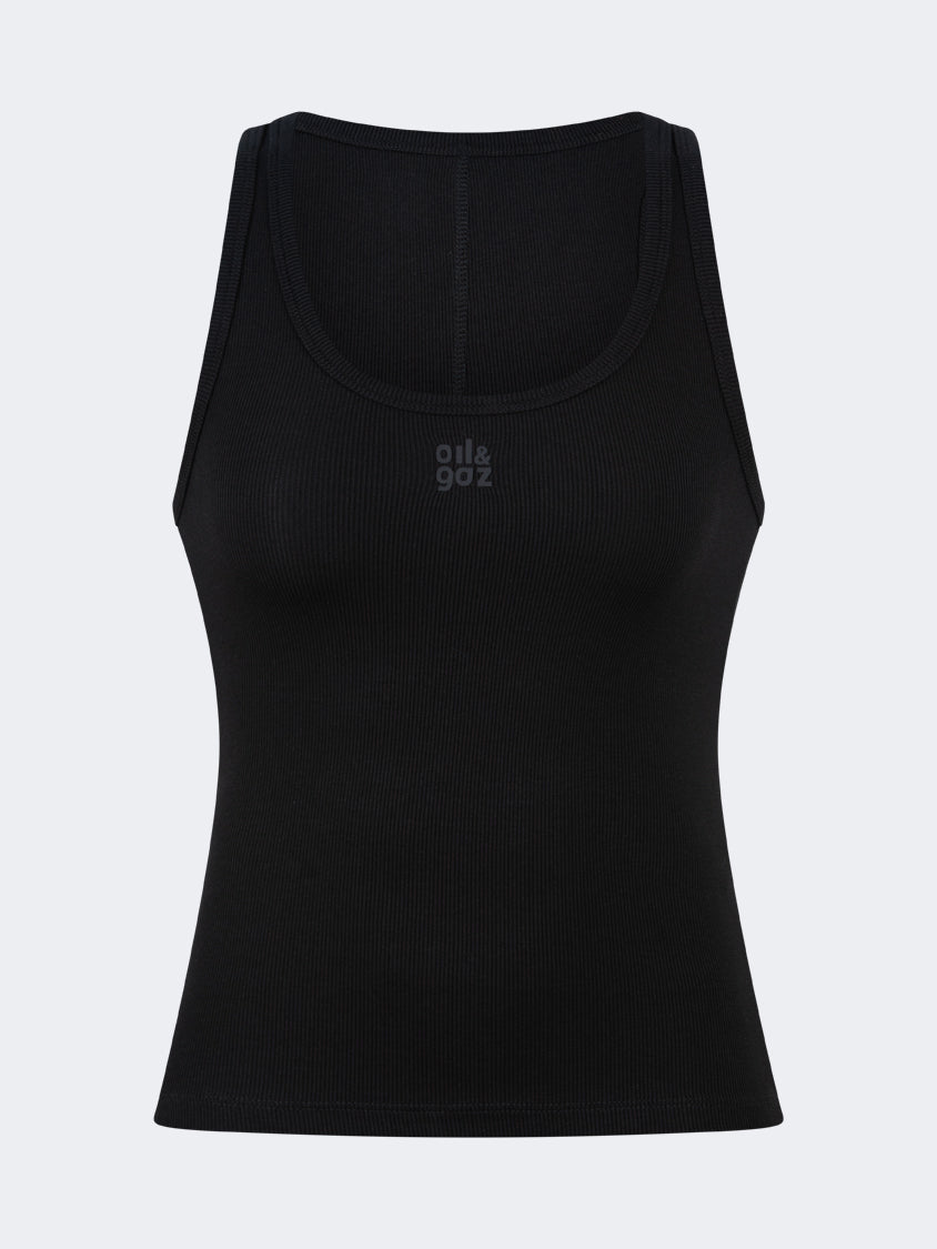 Oil And Gaz Ribbed Women Lifestyle Tank Black