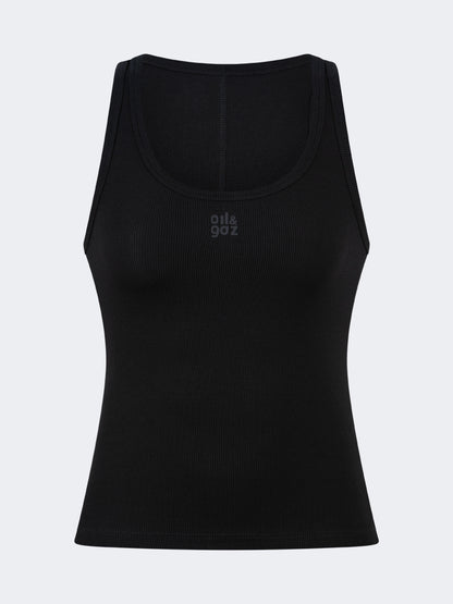 Oil And Gaz Ribbed Women Lifestyle Tank Black