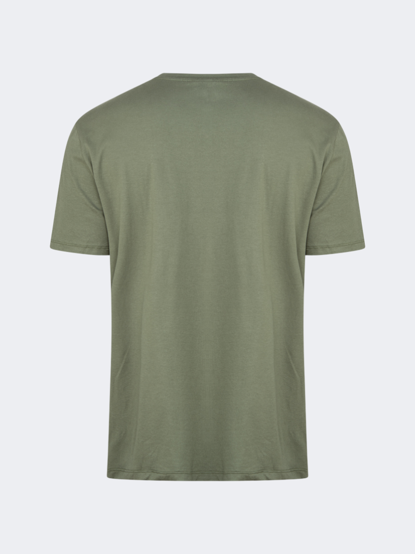 Oil And Gaz Big Size Men Lifestyle Round Neck T-Shirt Olive