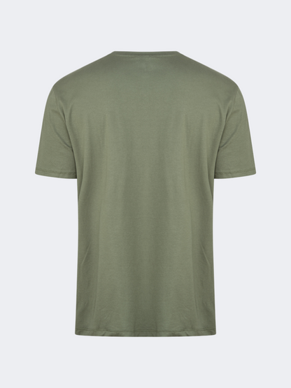 Oil And Gaz Big Size Men Lifestyle Round Neck T-Shirt Olive