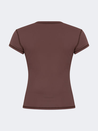 Oil And Gaz Comfortable Women Lifestyle Crew Neck T-Shirt Brown