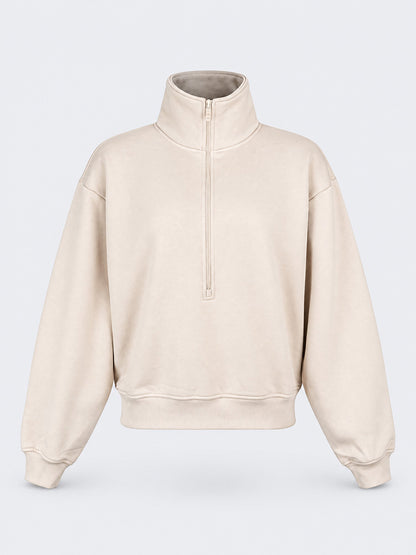 Oil &amp; Gaz Cozy Women Lifestyle  1/2 Zip Pullover Greige