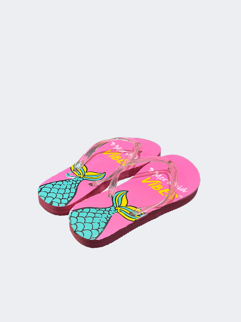 Oil And Gaz Sheet Kids Beach Slippers Pink